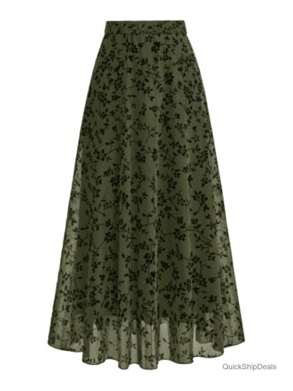 Womens Floral Mesh Maxi Skirt High Waisted A-Line Long Tulle Skirt